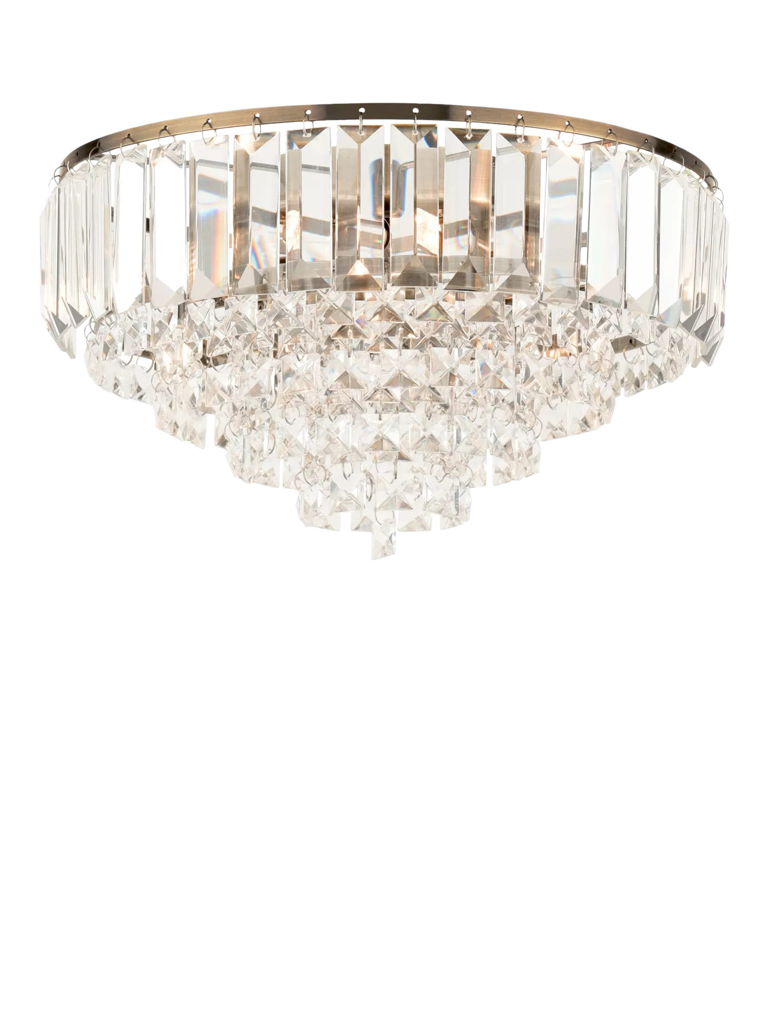 Laura Ashley Vienna Crystal Glass Flush Ceiling Light, Antique Brass