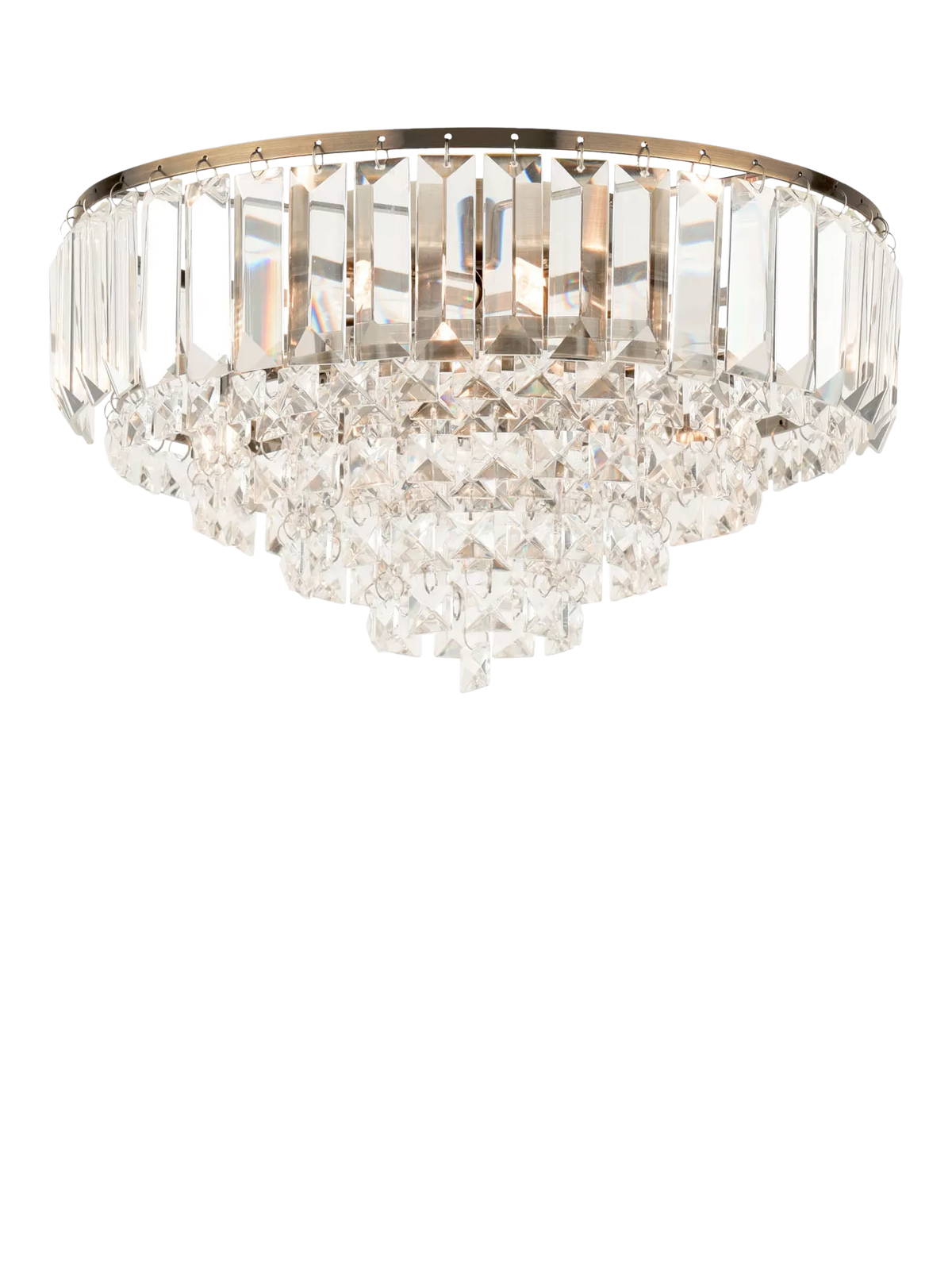 Laura Ashley Vienna Crystal Glass Flush Ceiling Light, Antique Brass