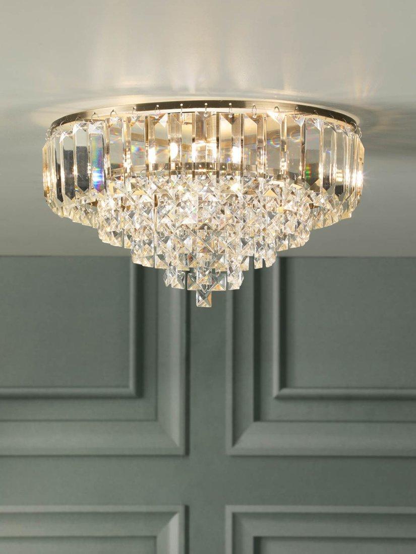 Laura Ashley Vienna crystal flush ceiling light antique brass, UK version