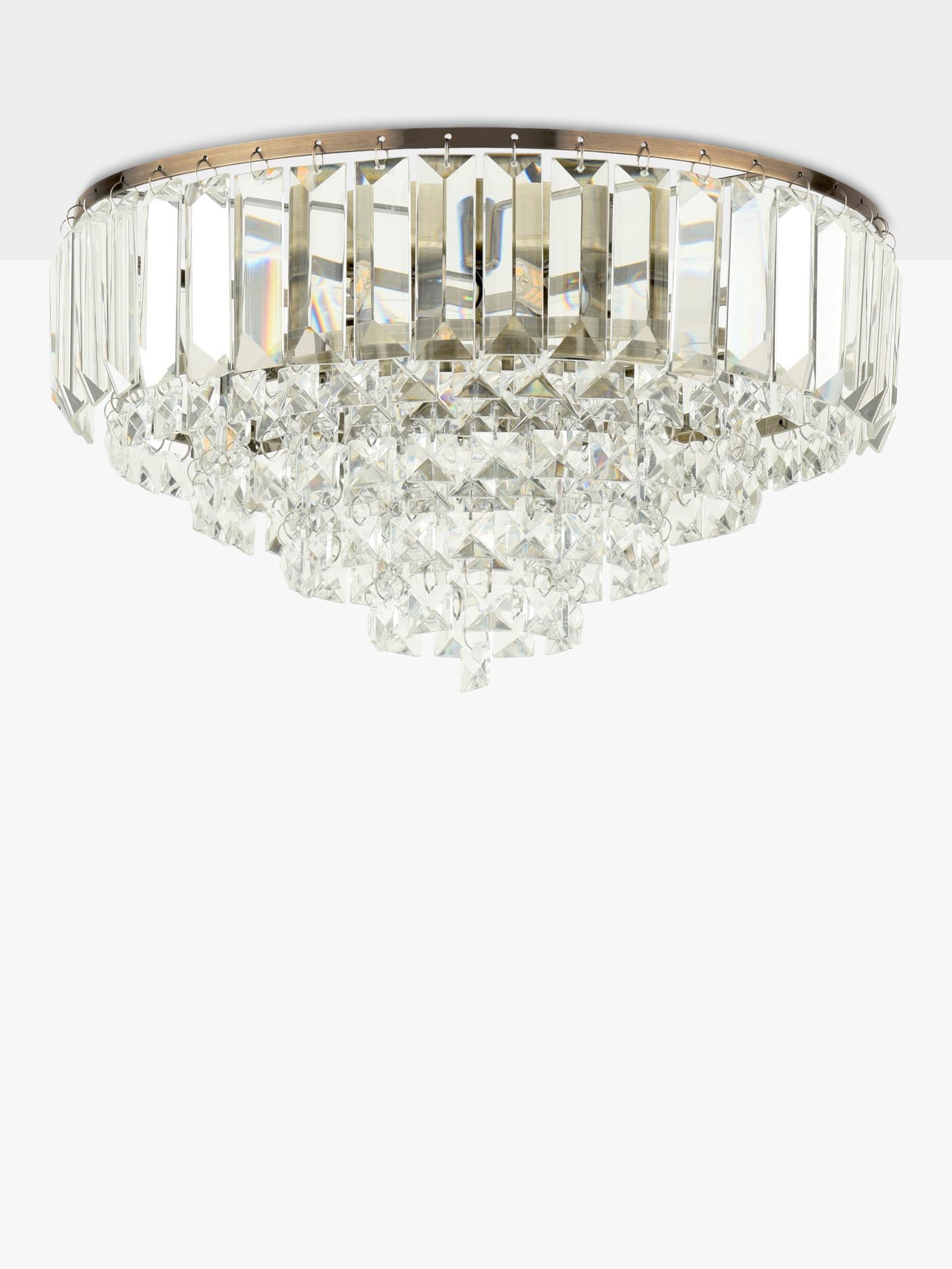 Laura Ashley Vienna crystal flush ceiling light antique brass, UK version
