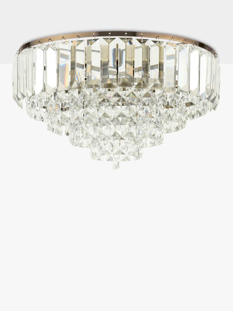 Laura Ashley Vienna crystal flush ceiling light antique brass, UK version