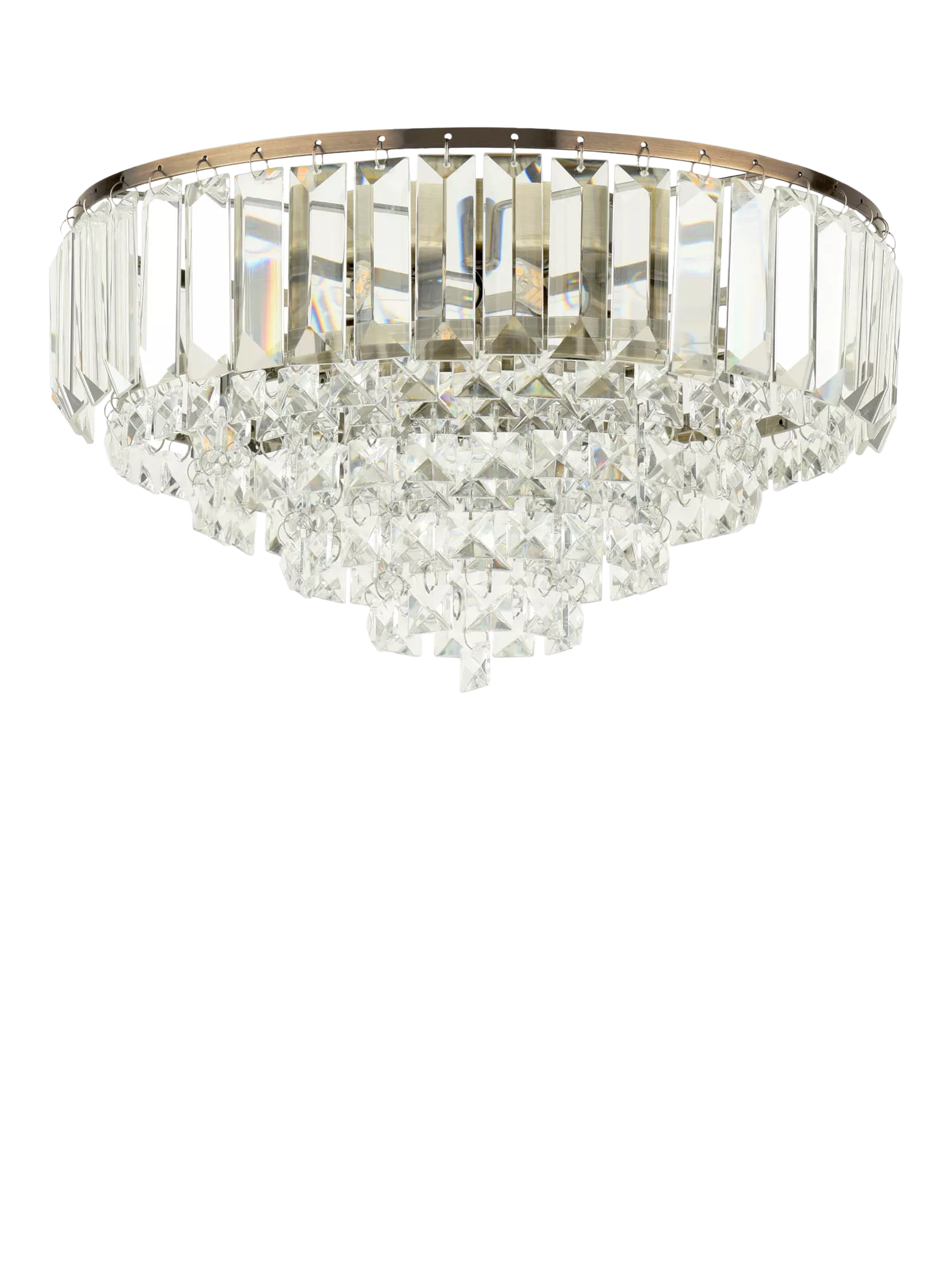 Laura Ashley Vienna crystal flush ceiling light antique brass, UK version