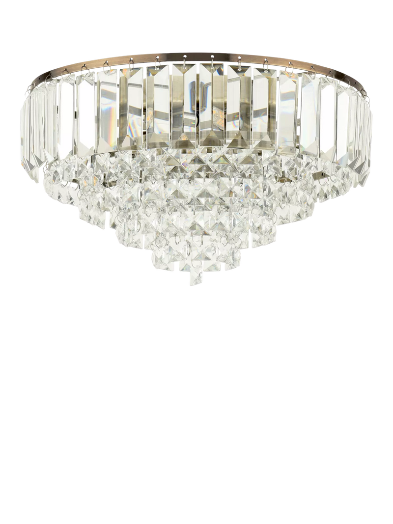 Laura Ashley Vienna crystal flush ceiling light antique brass, UK version