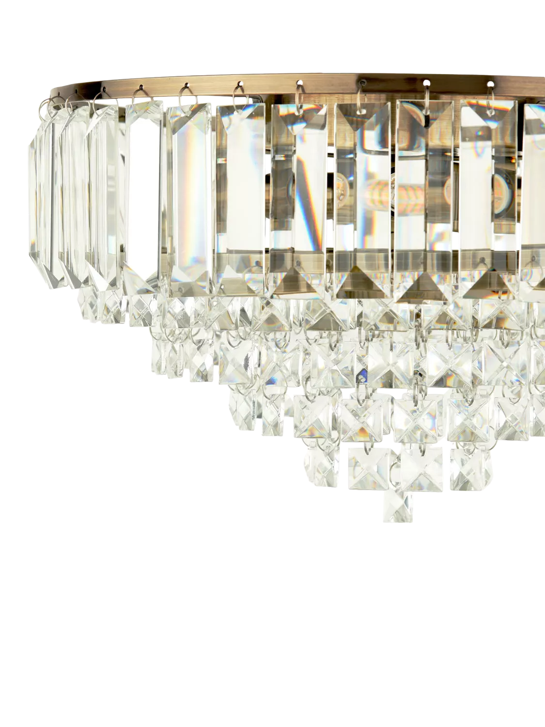 Laura Ashley Vienna crystal flush ceiling light antique brass, UK version