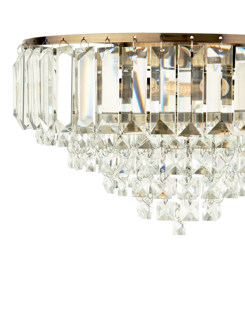 Laura Ashley Vienna crystal flush ceiling light antique brass, UK version