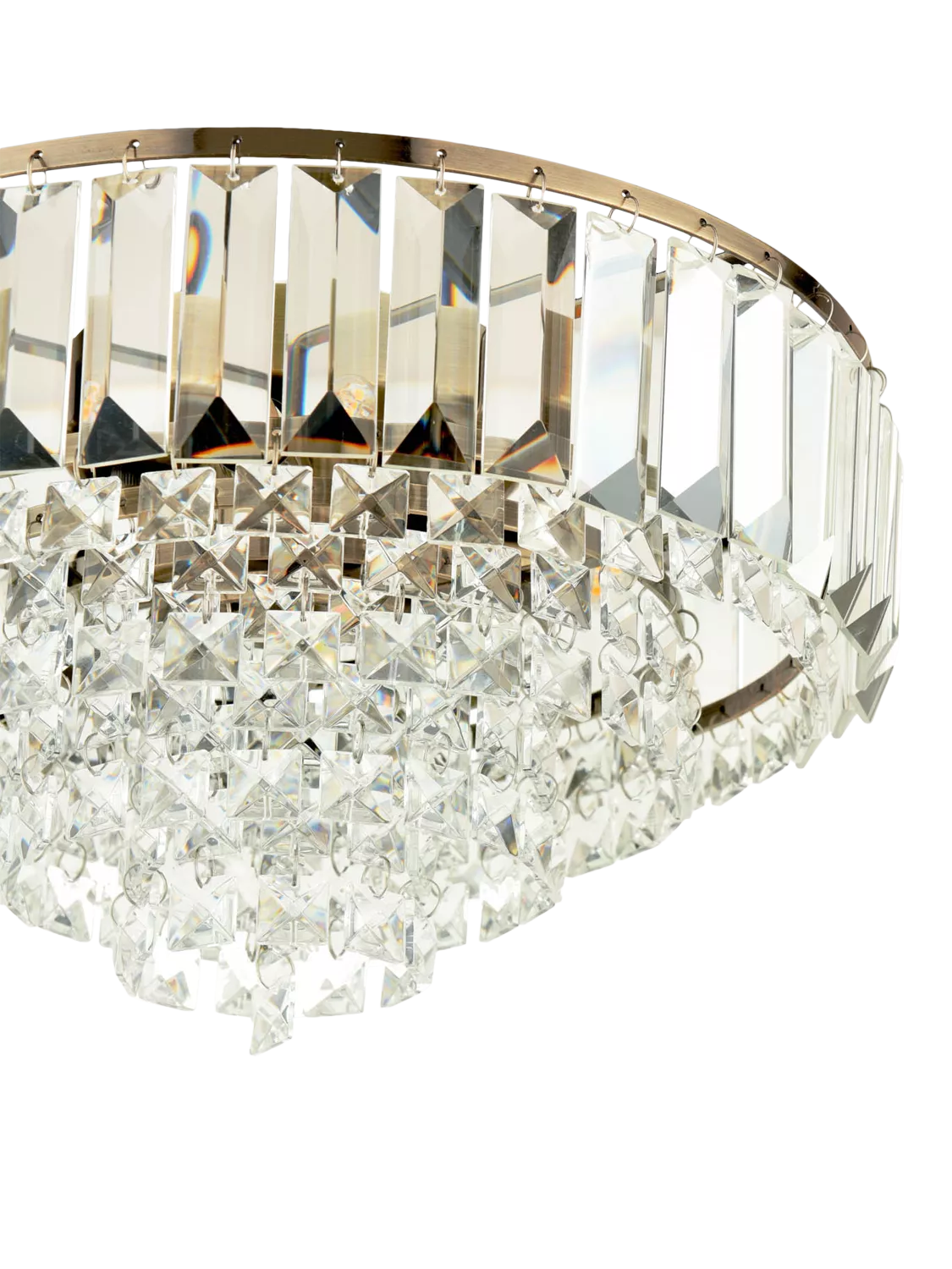Laura Ashley Vienna crystal flush ceiling light antique brass, UK version