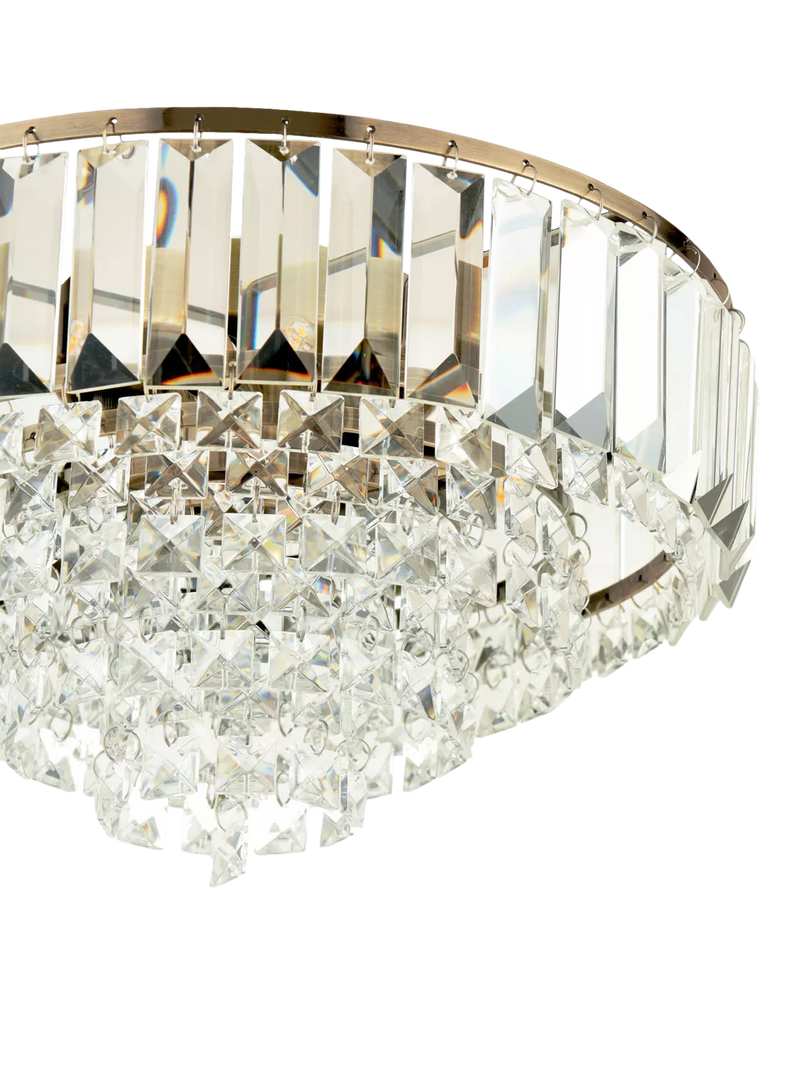 Laura Ashley Vienna crystal flush ceiling light antique brass, UK version