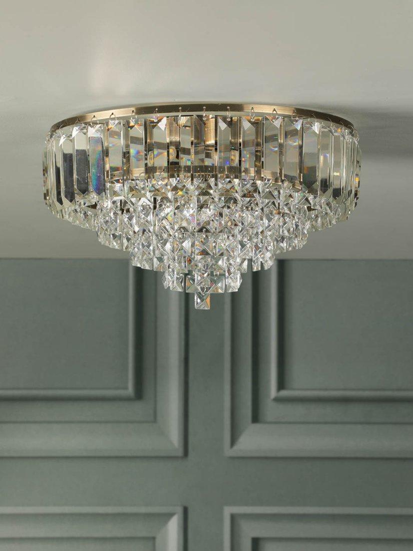 Laura Ashley Vienna crystal flush ceiling light antique brass, UK version