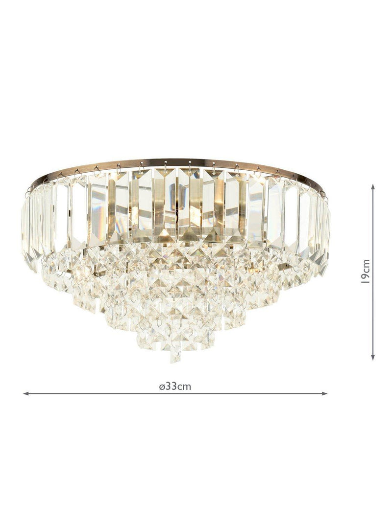 Laura Ashley Vienna crystal flush ceiling light antique brass, UK version