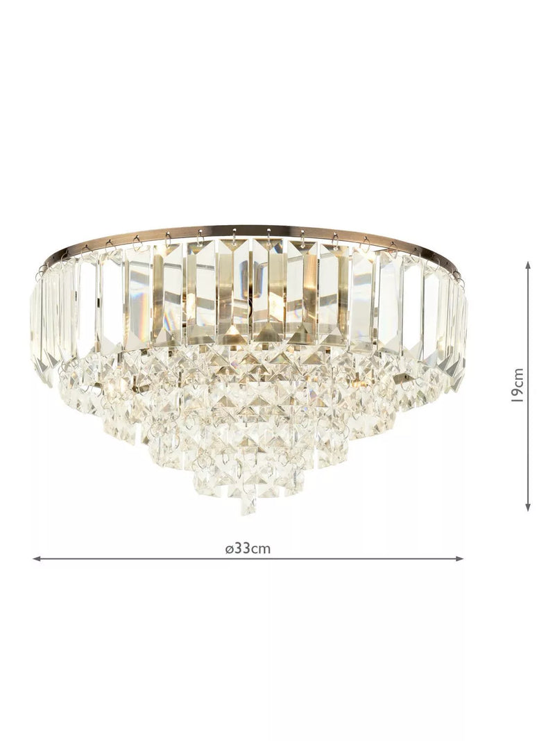 Laura Ashley Vienna crystal flush ceiling light antique brass, UK version