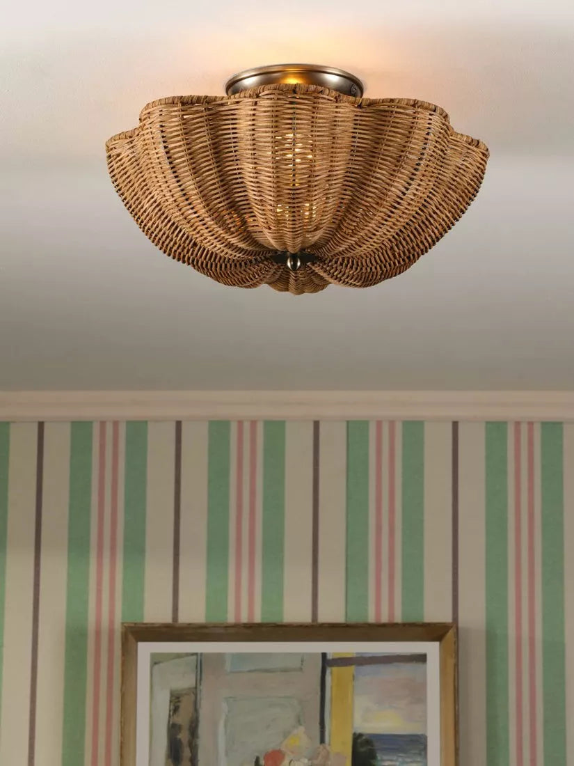 Joules Braywick flush ceiling light natural rattan 35cm (British brand)
