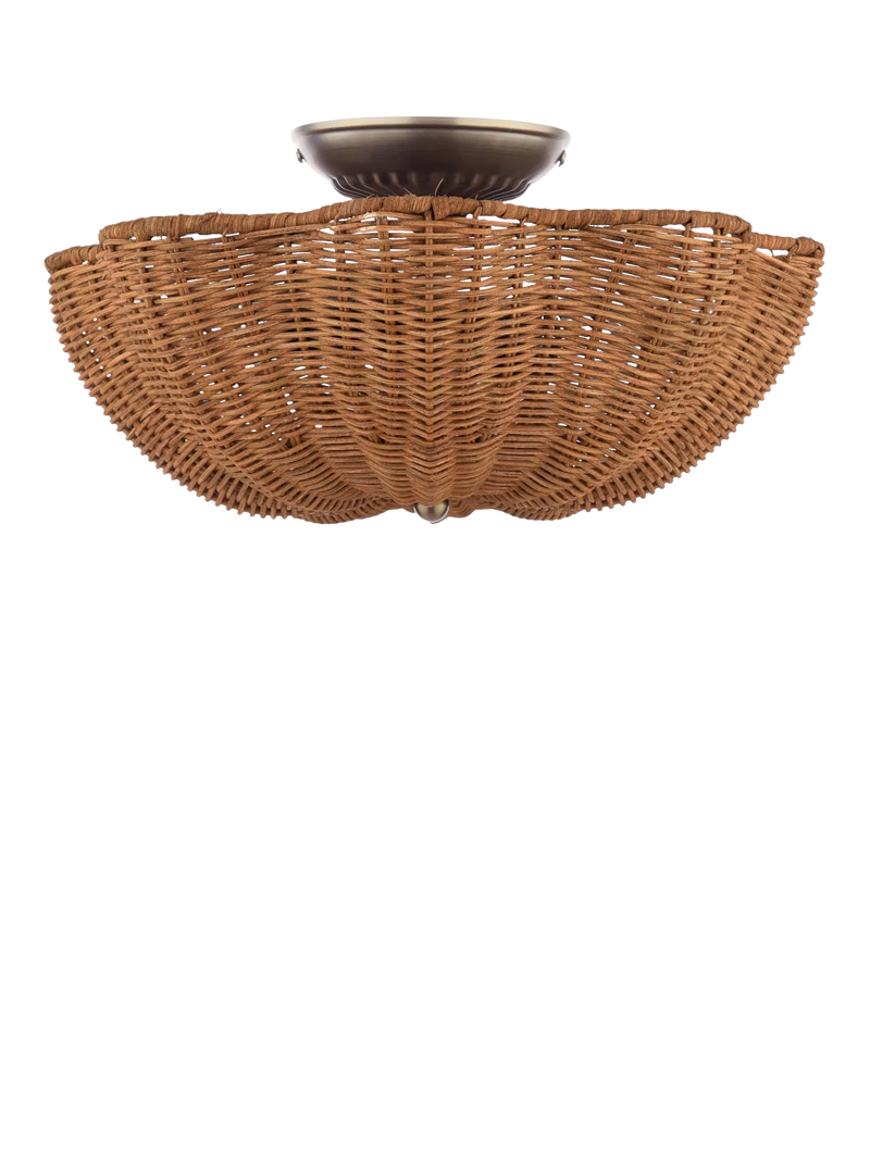 Joules Braywick flush ceiling light natural rattan 35cm (British brand)