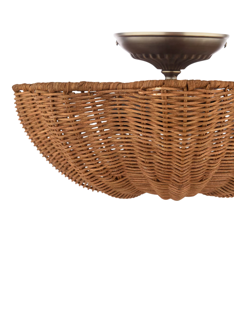 Joules Braywick flush ceiling light natural rattan 35cm (British brand)