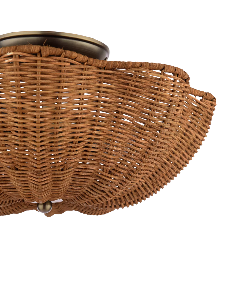 Joules Braywick flush ceiling light natural rattan 35cm (British brand)