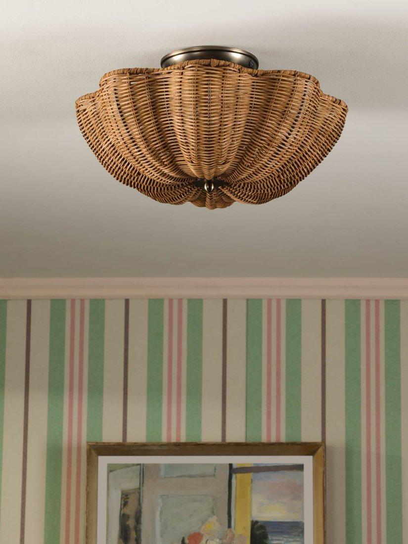 Joules Braywick flush ceiling light natural rattan 35cm (British brand)