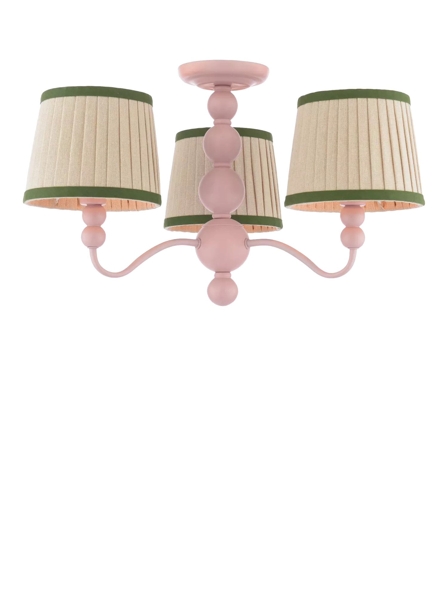 Joules Harewood 3 Arm Semi Flush Pendant Ceiling Light, Pink