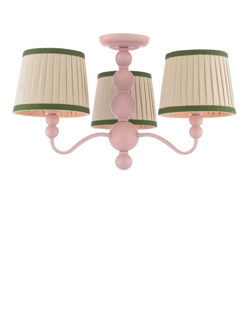 Joules Harewood 3 Arm Semi Flush Pendant Ceiling Light, Pink