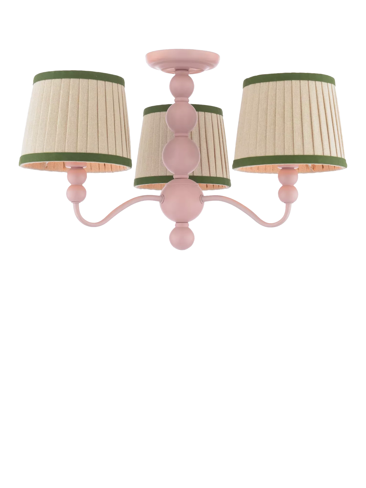Joules Harewood 3 Arm Semi Flush Pendant Ceiling Light, Pink