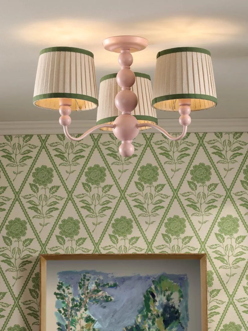 Joules Harewood pink 3-arm semi-flush ceiling light (British brand)