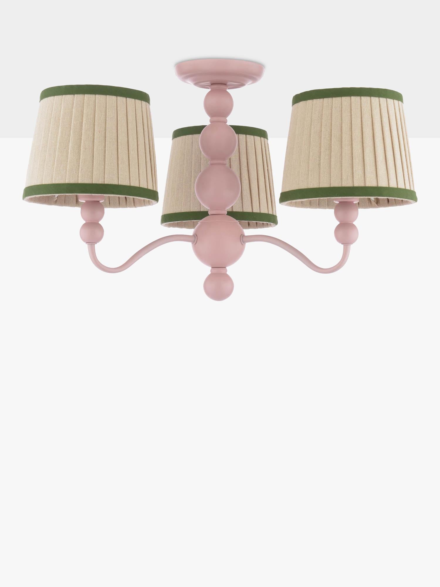 Joules Harewood pink 3-arm semi-flush ceiling light (British brand)