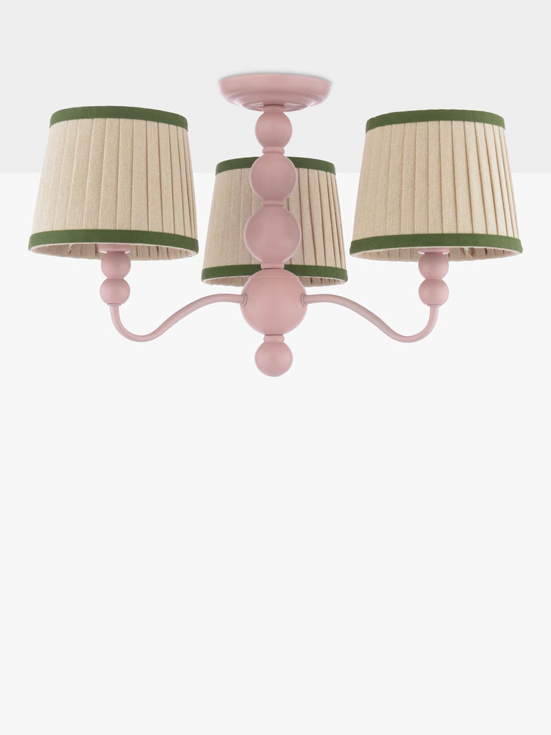Joules Harewood pink 3-arm semi-flush ceiling light (British brand)