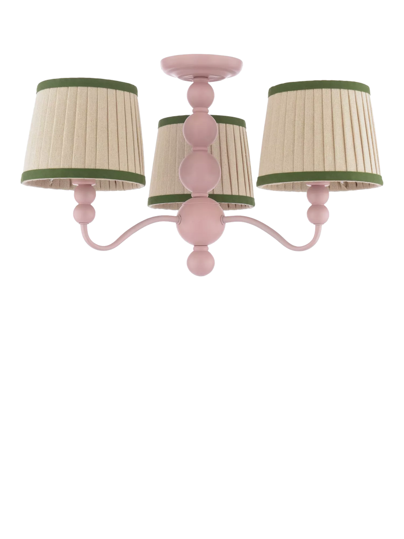 Joules Harewood pink 3-arm semi-flush ceiling light (British brand)