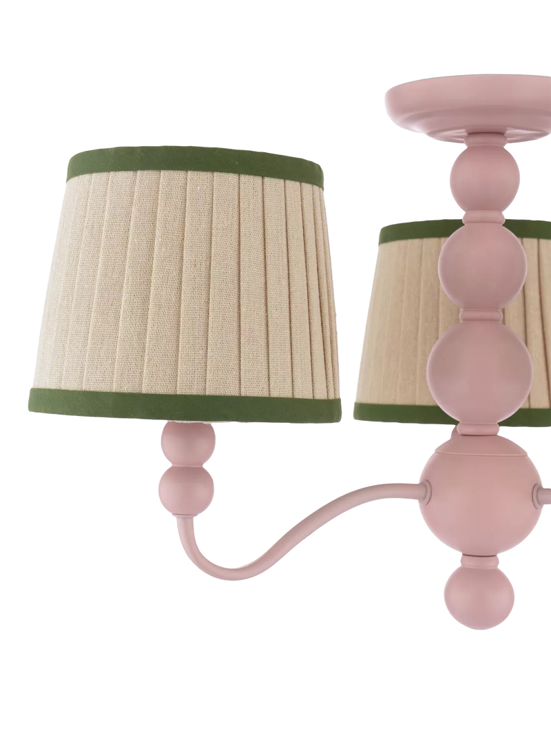 Joules Harewood pink 3-arm semi-flush ceiling light (British brand)