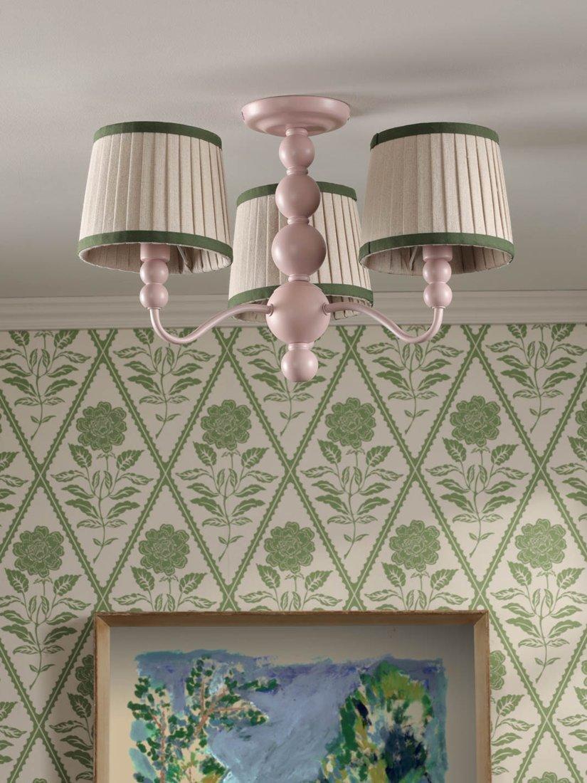 Joules Harewood pink 3-arm semi-flush ceiling light (British brand)