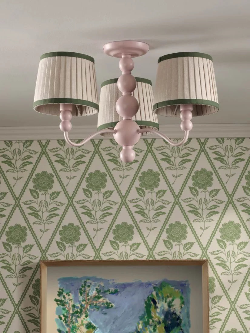 Joules Harewood pink 3-arm semi-flush ceiling light (British brand)