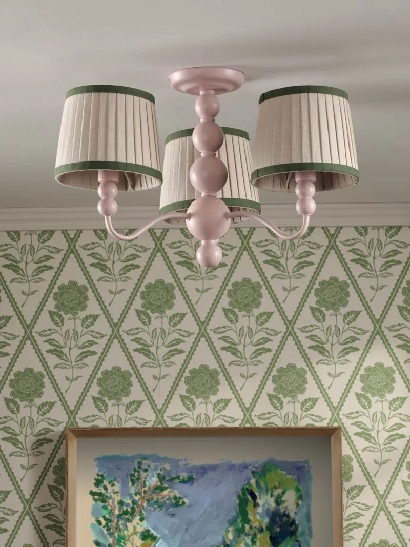 Joules Harewood pink 3-arm semi-flush ceiling light (British brand)