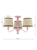 Joules Harewood pink 3-arm semi-flush ceiling light (British brand)