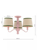 Joules Harewood pink 3-arm semi-flush ceiling light (British brand)