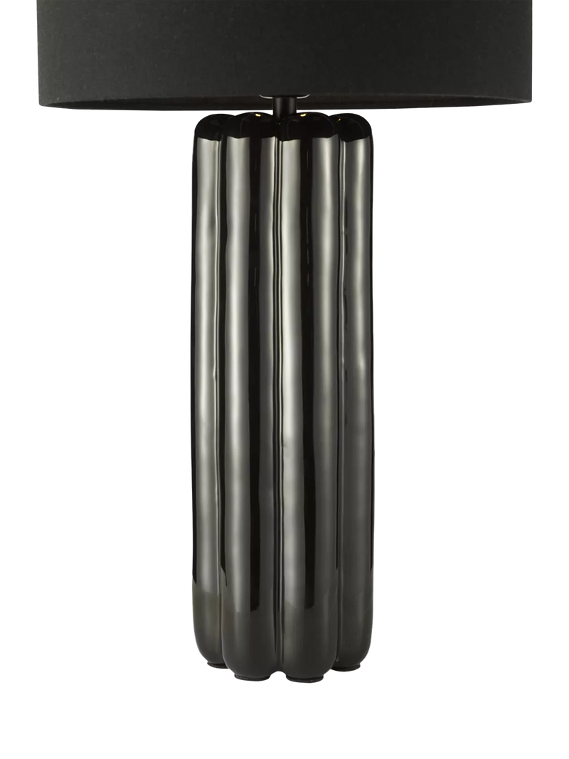Där Hebron black glazed ceramic table lamp 58cm tall (British brand)