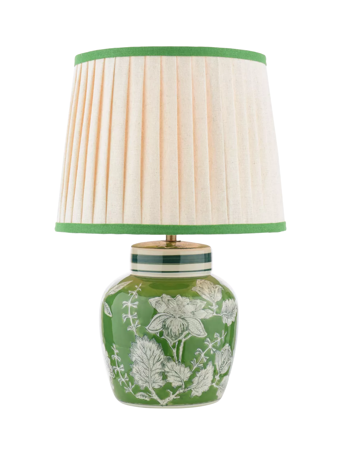 Laura Ashley Colwich green ceramic table lamp with linen shade - British product