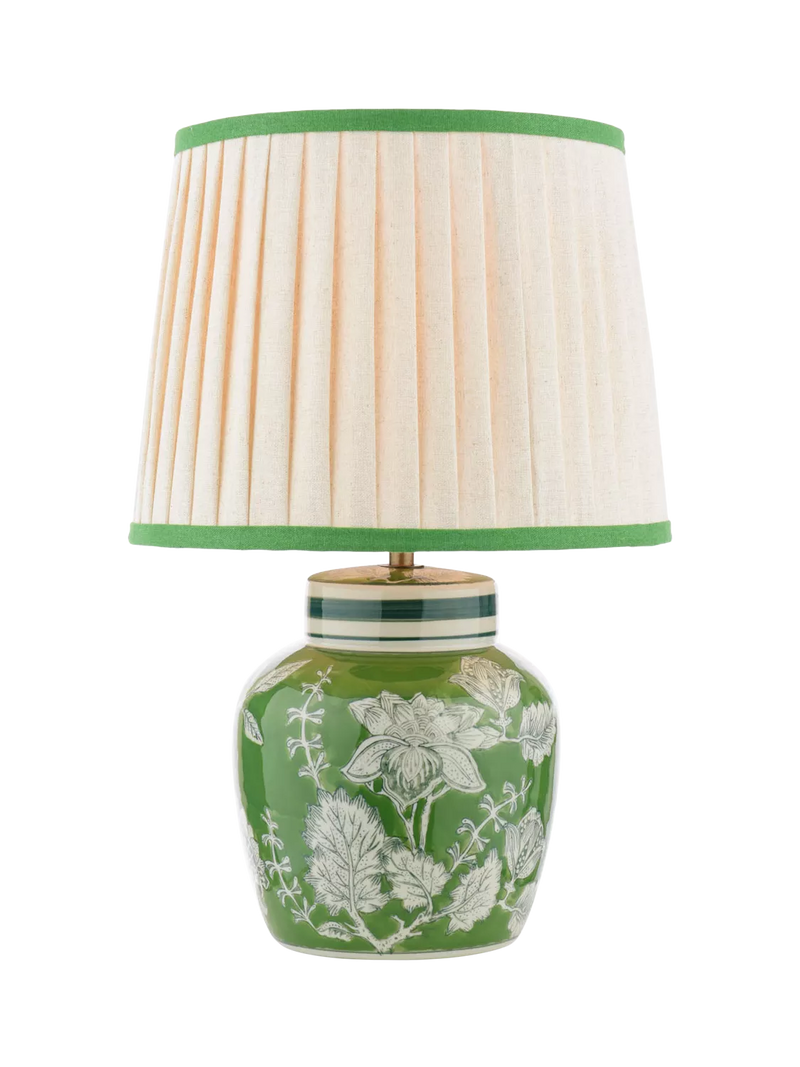 Laura Ashley Colwich green ceramic table lamp with linen shade - British product