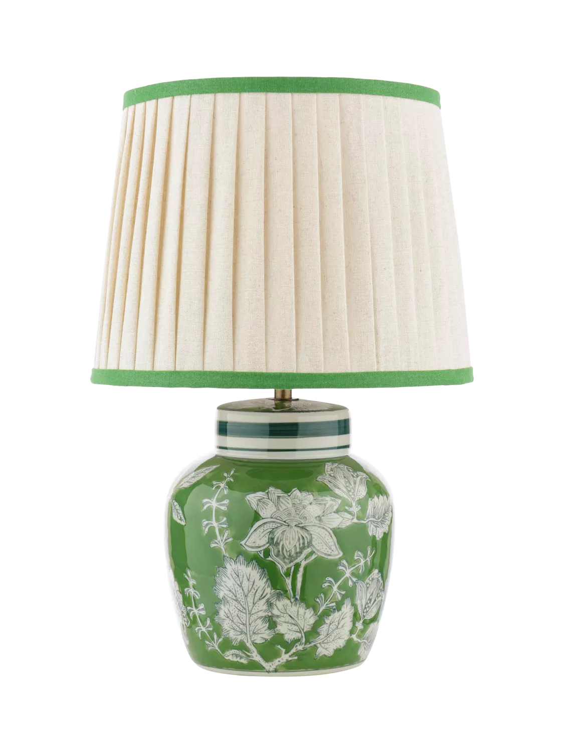 Laura Ashley Colwich green ceramic table lamp with linen shade - British product