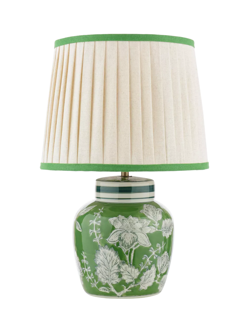 Laura Ashley Colwich green ceramic table lamp with linen shade - British product