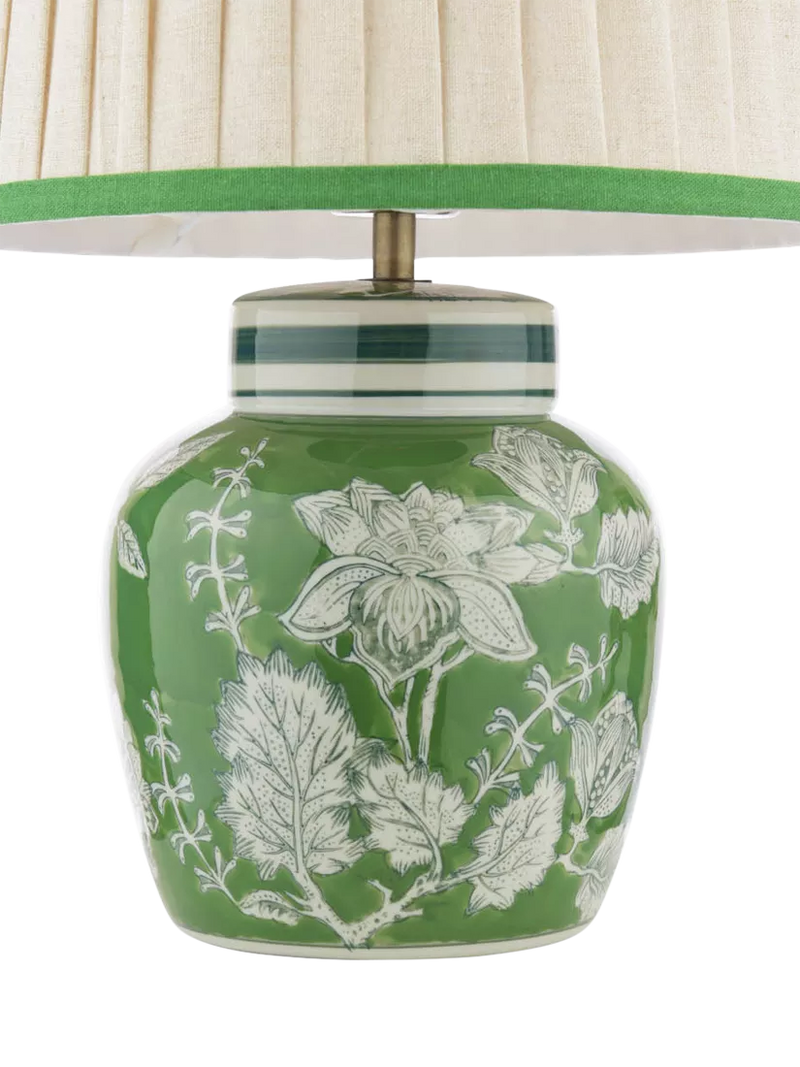 Laura Ashley Colwich green ceramic table lamp with linen shade - British product