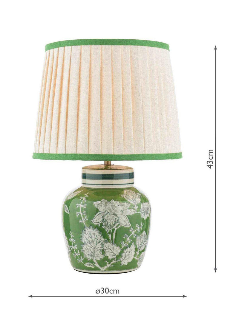 Laura Ashley Colwich green ceramic table lamp with linen shade - British product
