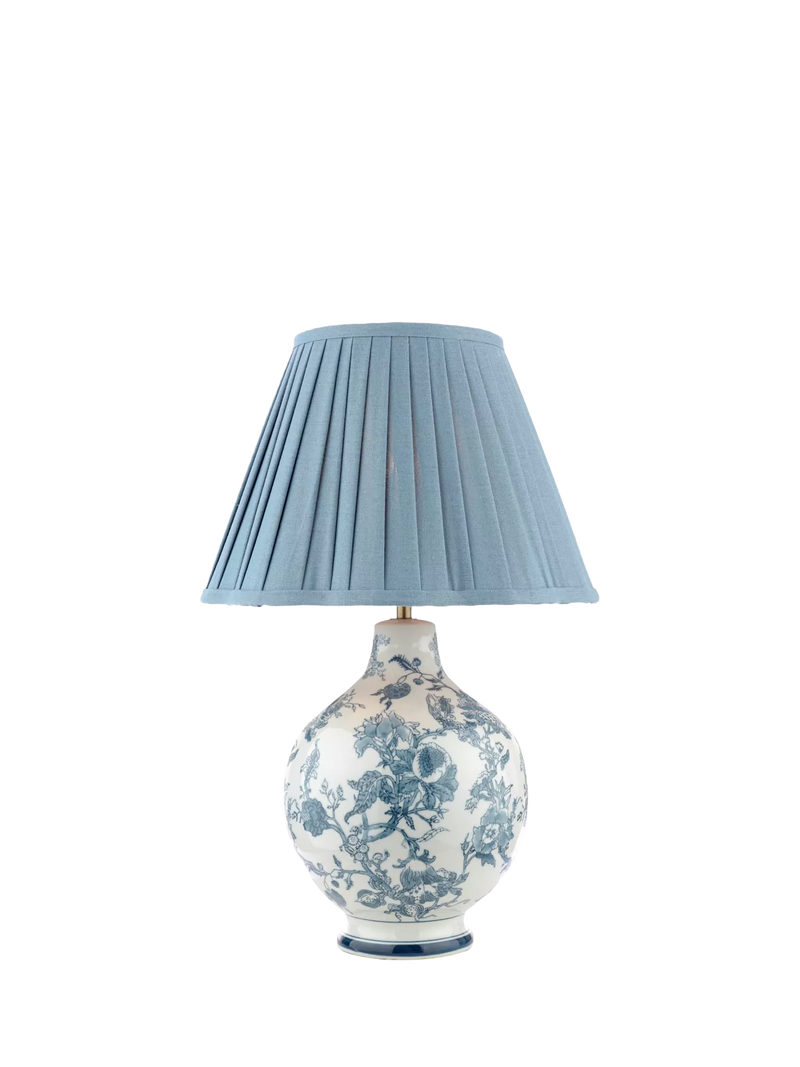 Laura Ashley blue floral ceramic table lamp, imported from the UK