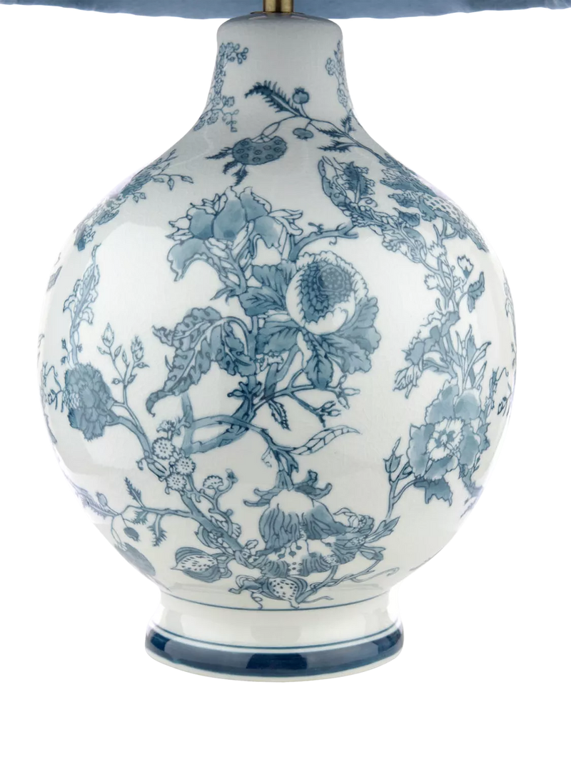 Laura Ashley blue floral ceramic table lamp, imported from the UK
