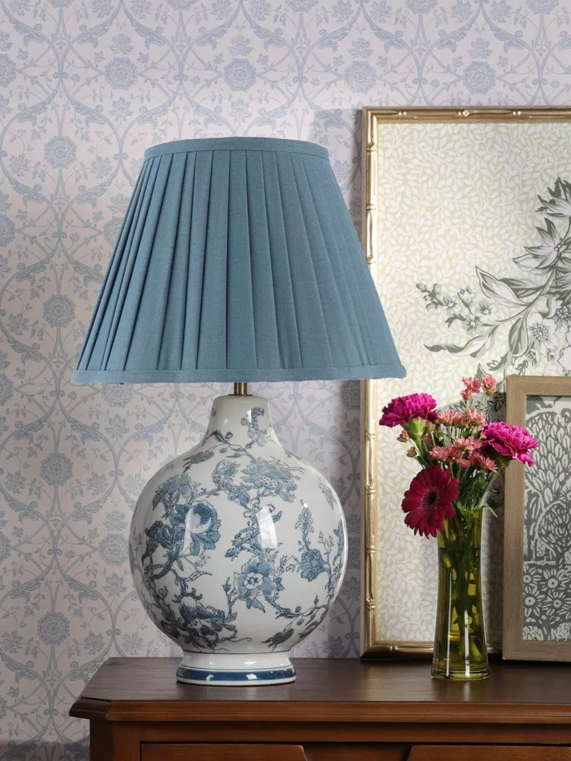 Laura Ashley blue floral ceramic table lamp, imported from the UK