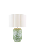 Laura Ashley Pashley green ceramic table lamp with linen shade, imported from the UK