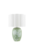 Laura Ashley Pashley green ceramic table lamp with linen shade, imported from the UK