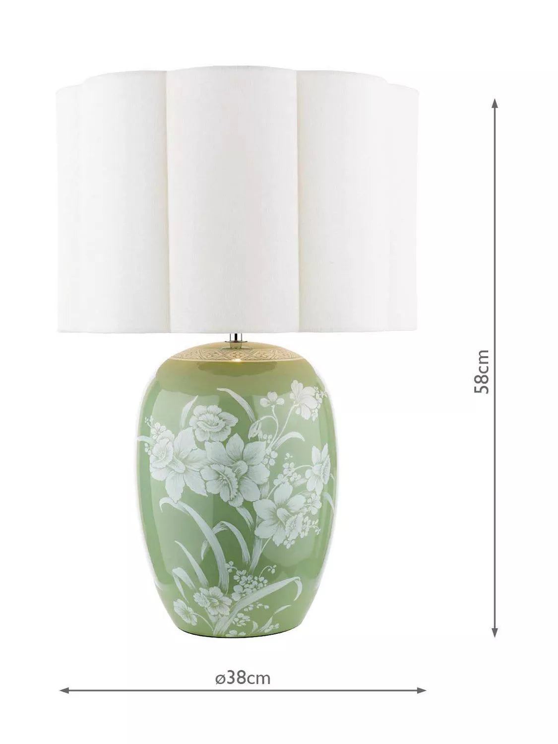 Laura Ashley Pashley green ceramic table lamp with linen shade, imported from the UK