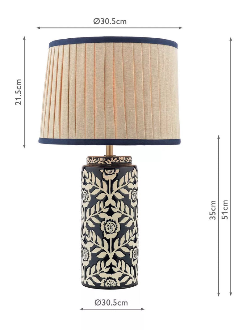 Joules Highclere table lamp navy blue (British brand)