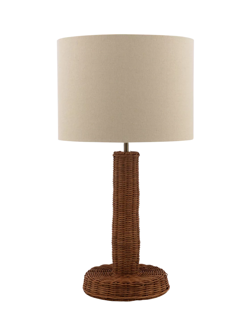 Joules Portree woven rattan table lamp natural finish, UK version