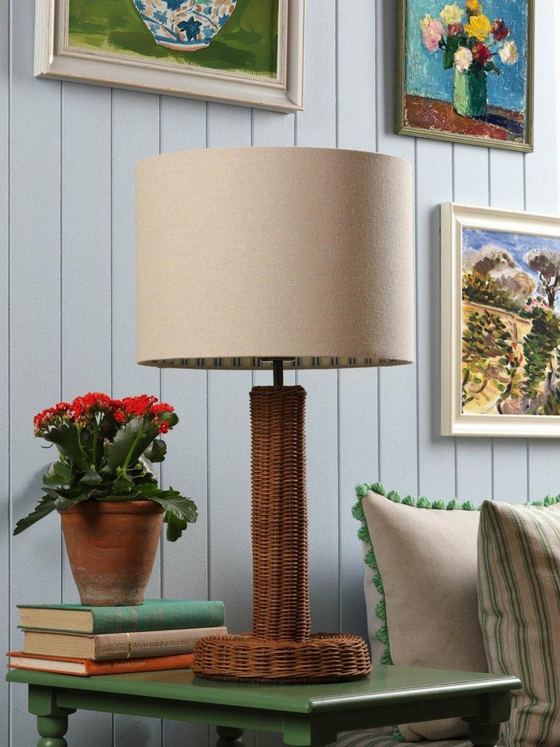 Joules Portree woven rattan table lamp natural finish, UK version