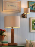 Joules Portree woven rattan table lamp natural finish, UK version