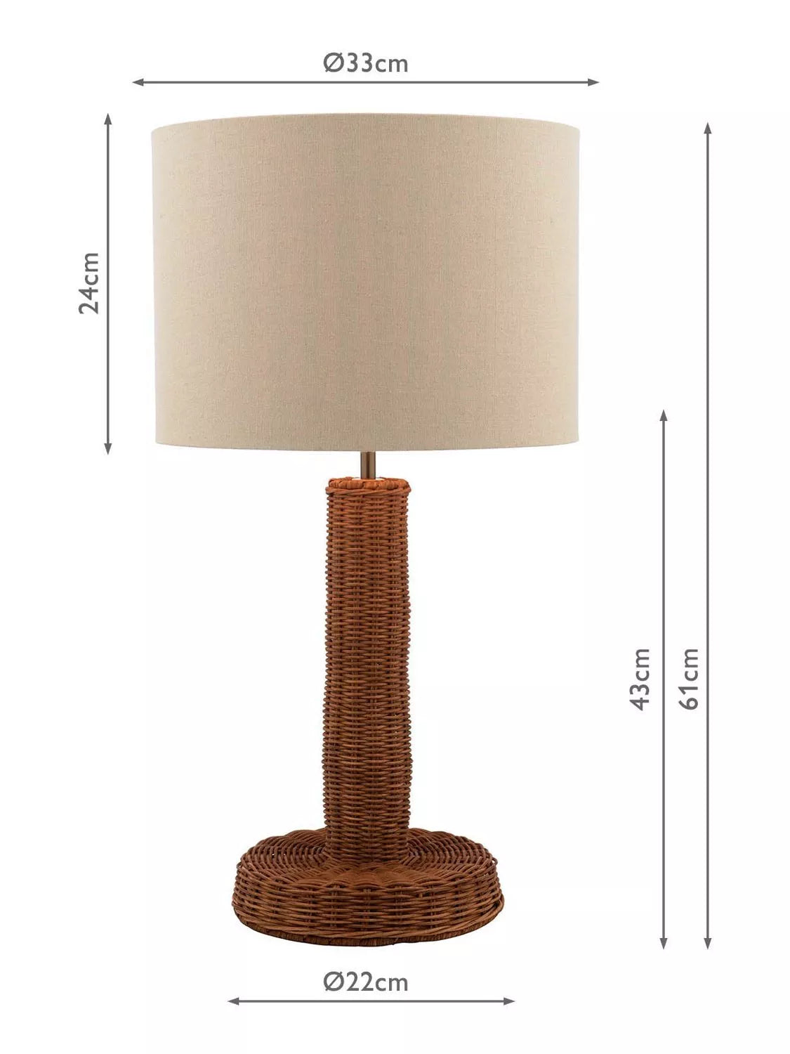Joules Portree woven rattan table lamp natural finish, UK version